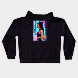 Abstract Cyberpunk Girl Kids Hoodie